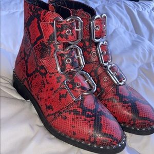 Steve Madden Red Snake Print Boots / Booties